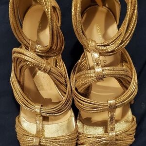 Loeffler Randall Gold Strappy Heels